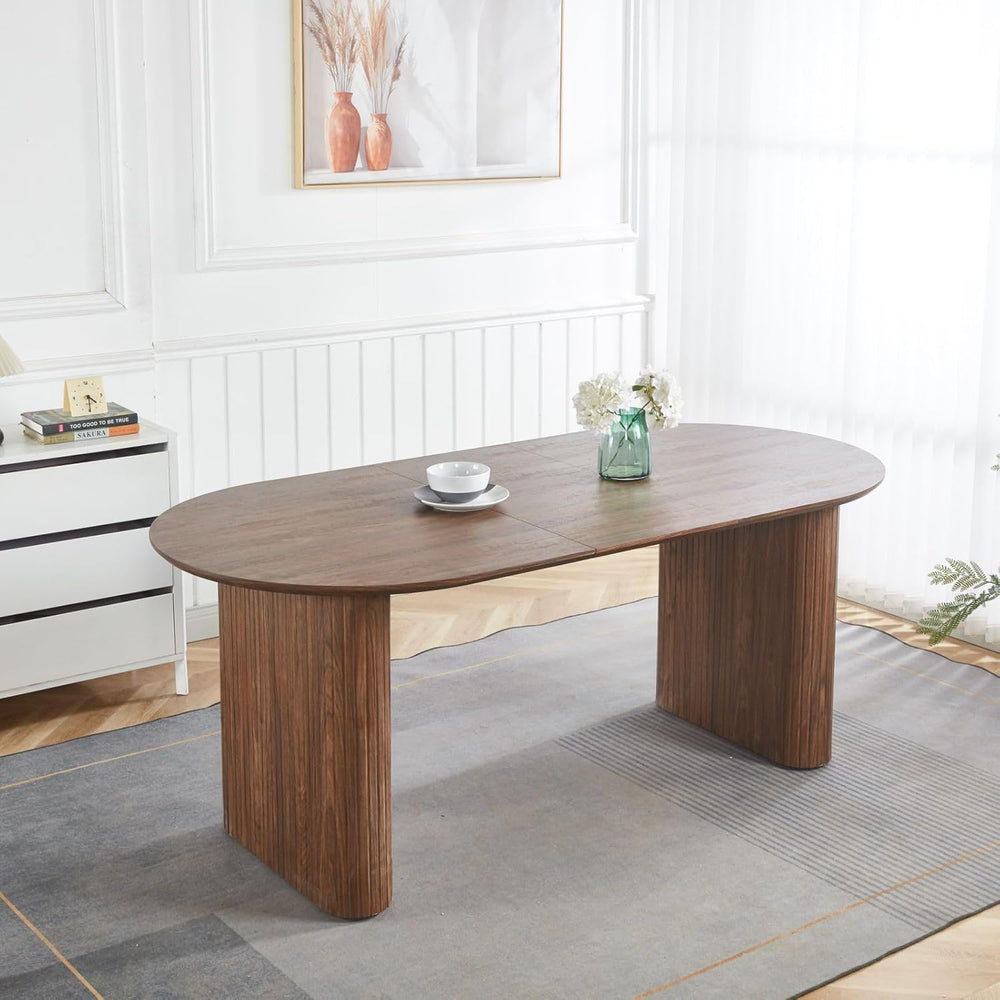 Expandable Dining Table,Wood Extendable Dining Room Kitchen Dinner Table, Lon...