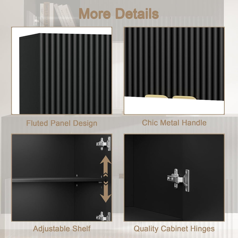 ChooChoo 4 Doors Wall Cabinet Laundry Room, Bathroom Wall Cabinet with Adjust...