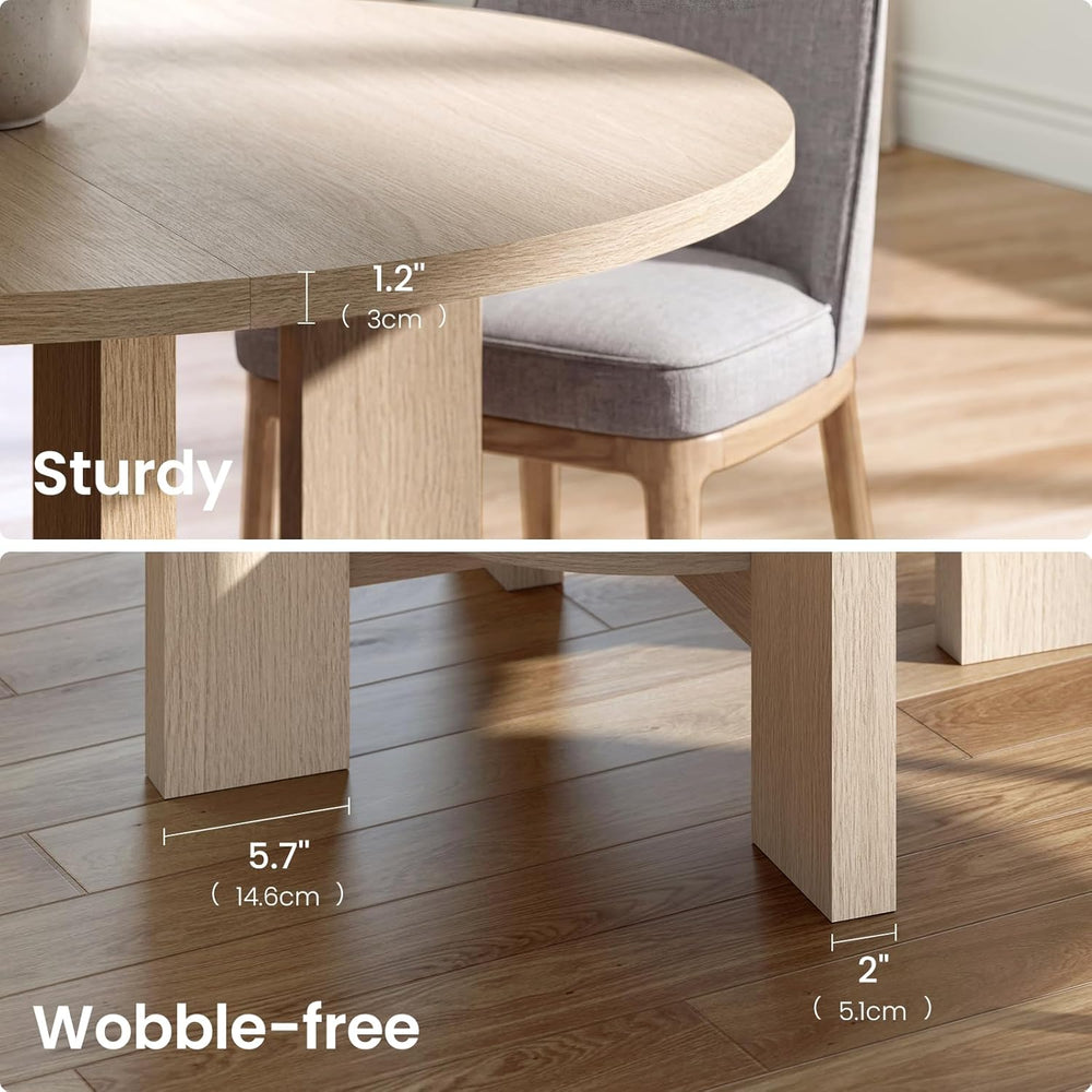 ModernMate 47 Inches Round Dining Table for 4-6 People, Wood Circle Kitchen T...