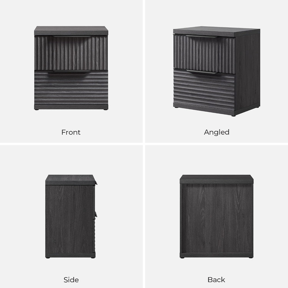 SICOTAS Fluted Night Stand Set 2 with 2 Large Drawers