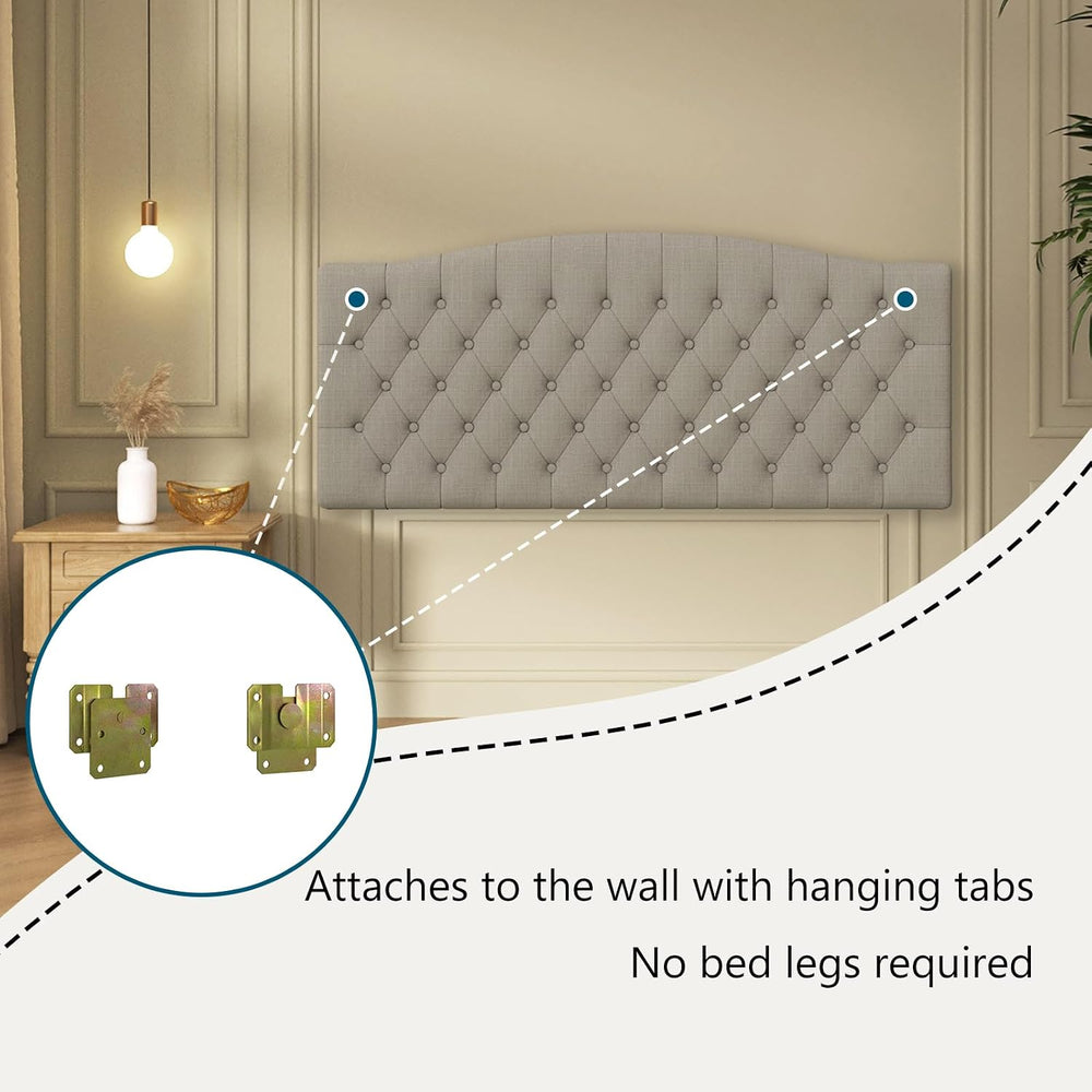 Furpopup Linen Upholstered Headboard Queen/Full Size Latest Model Wall Mount,...
