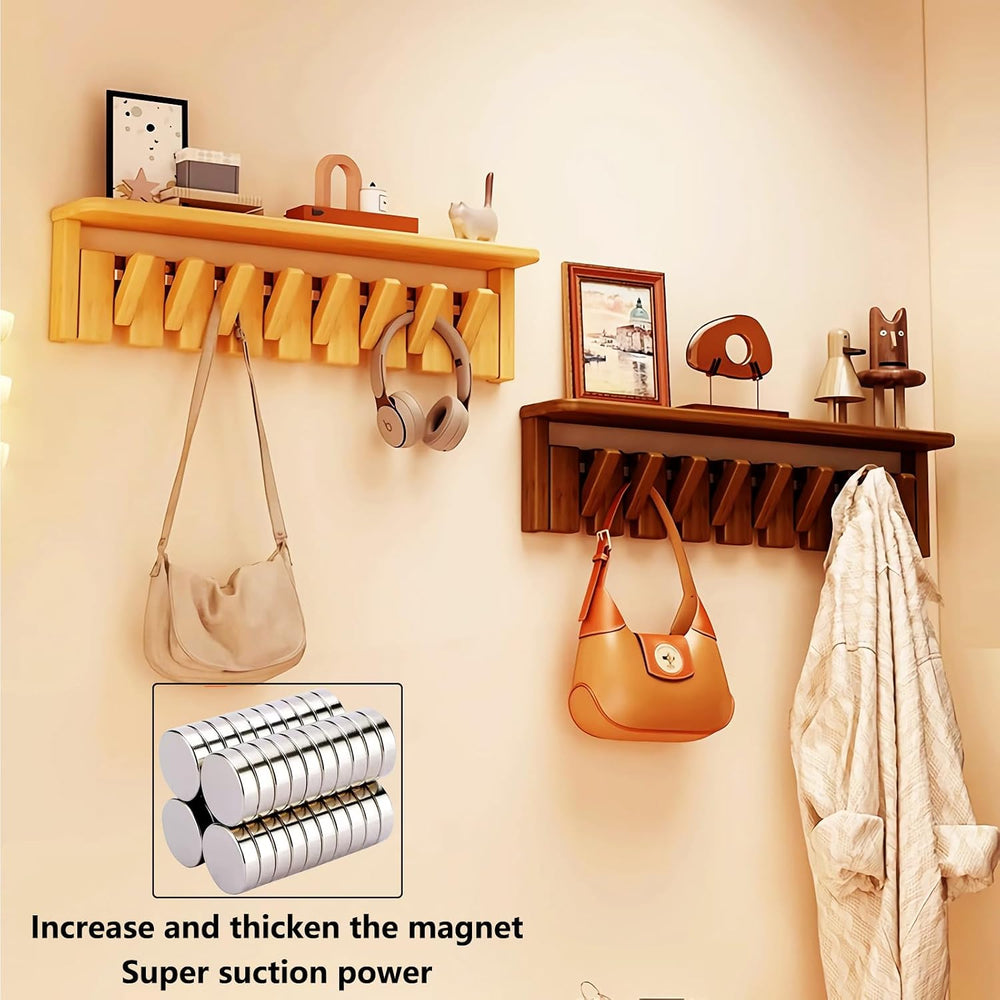 Paint Wood Wall Mounted Coat RackHooks Piano Key Hangers Natural Solid Wood H...