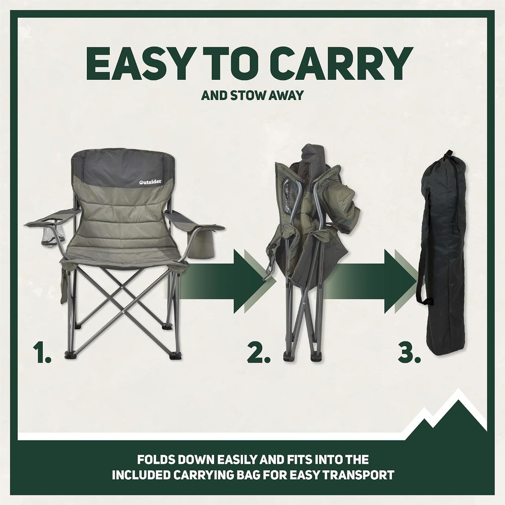 OUTSIDER Oversized Camping Folding Chair, Heavy Duty 500 LBS Portable Foldabl...