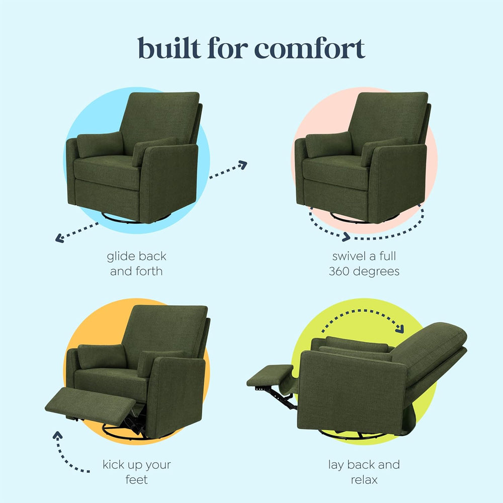 Carter's by Davinci Ethan Swivel Recliner in Performance Forest Green Lin...