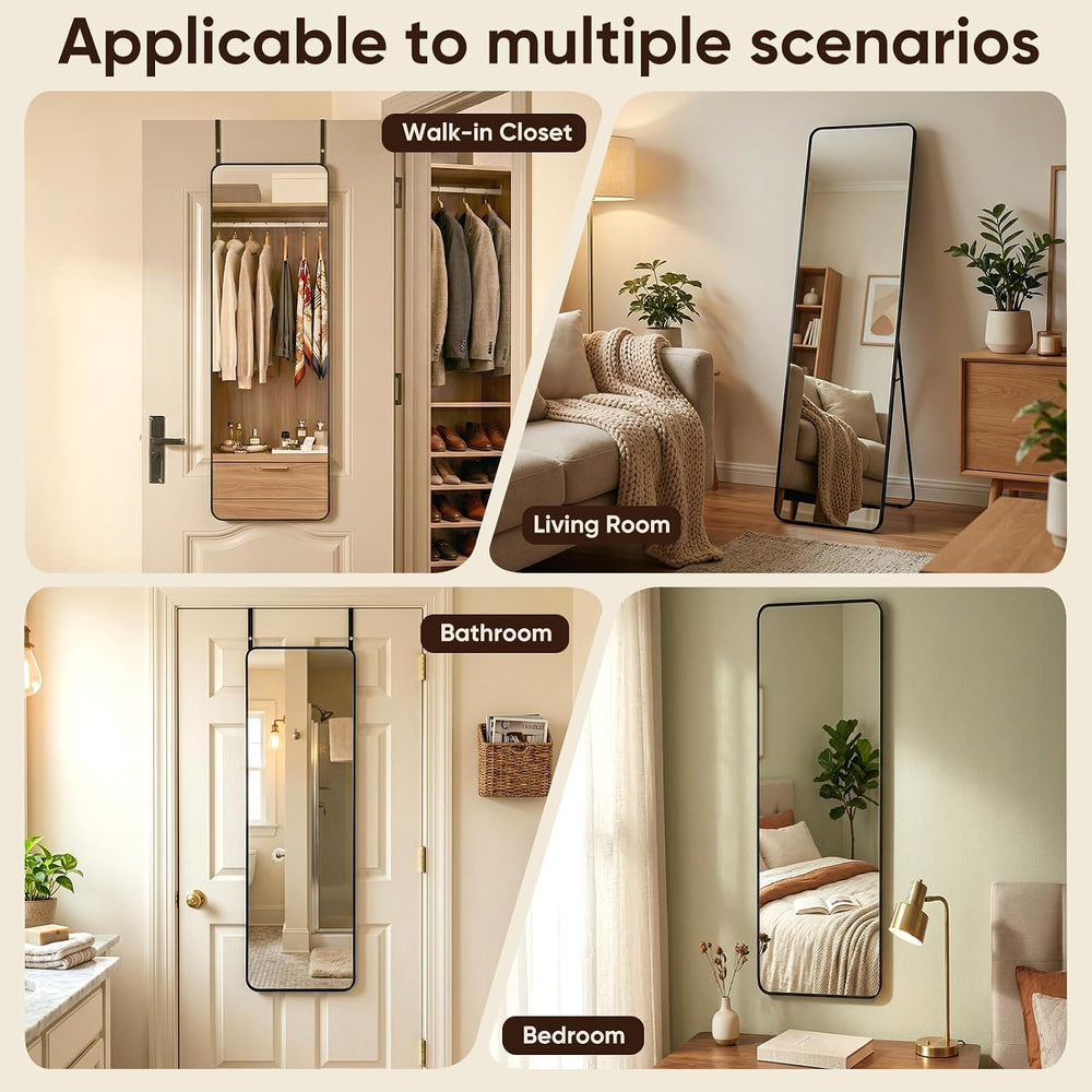 Antok 48"x14" Over the Door Mirror, Full Length Mirror with Stand, ...