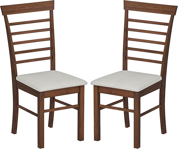 HOMCOM Wooden Dining Chairs Set of 2, Farmhouse Upholstered Kitchen Chairs wi...