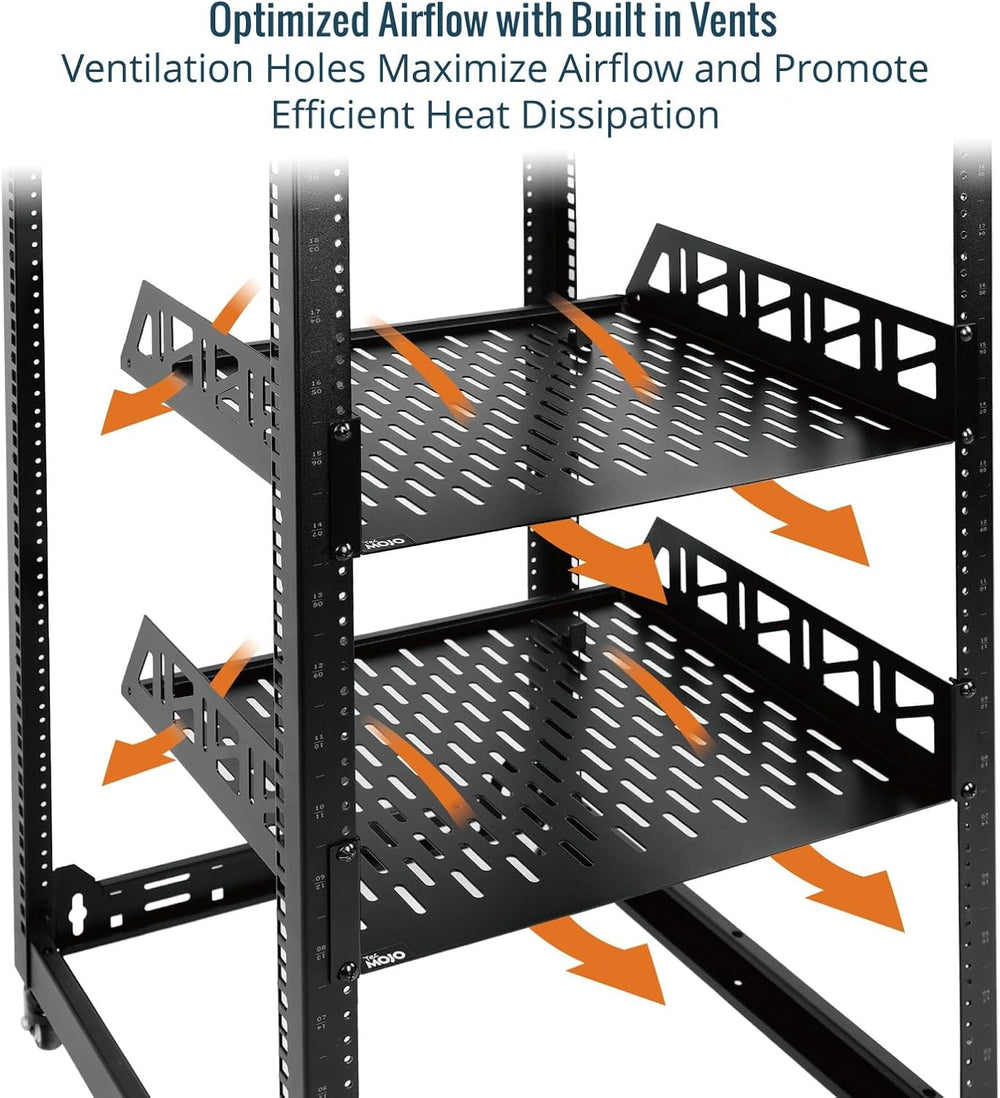 Tecmojo 2 Pack 2U Rack Shelf,19 inch Rack Mount Shelf 14 inch Depth,with Anti...