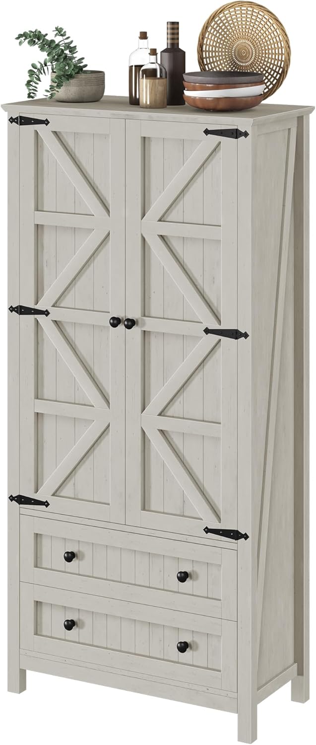 YITAHOME 64.5" Tall Kitchen Pantry Cabinet, Farmhouse Pantry Storage Cab...