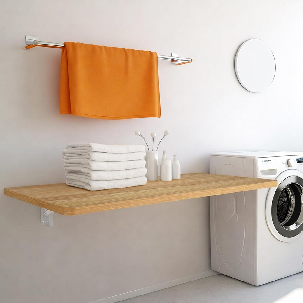 Laundry Folding Table, 40'' x 20'' Wooden Wall Mount Desk, La...