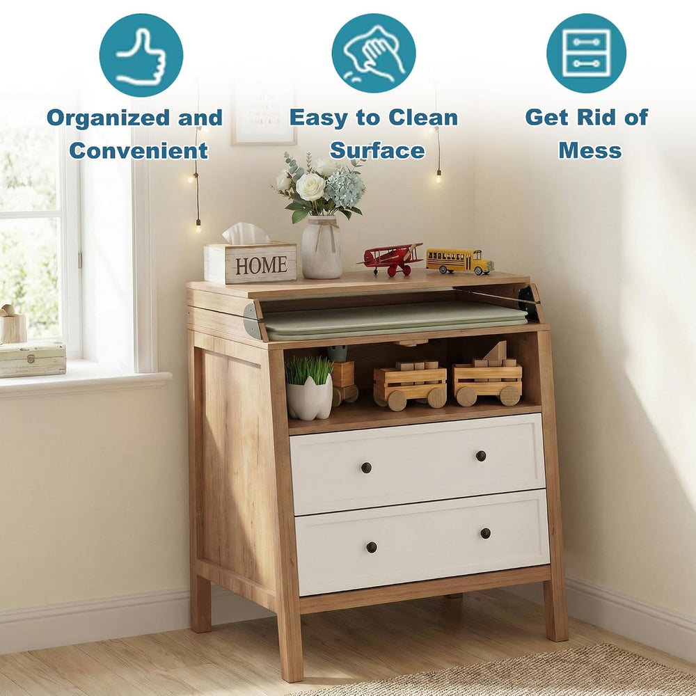 Changing Table Dresser with Foldable Tabletop