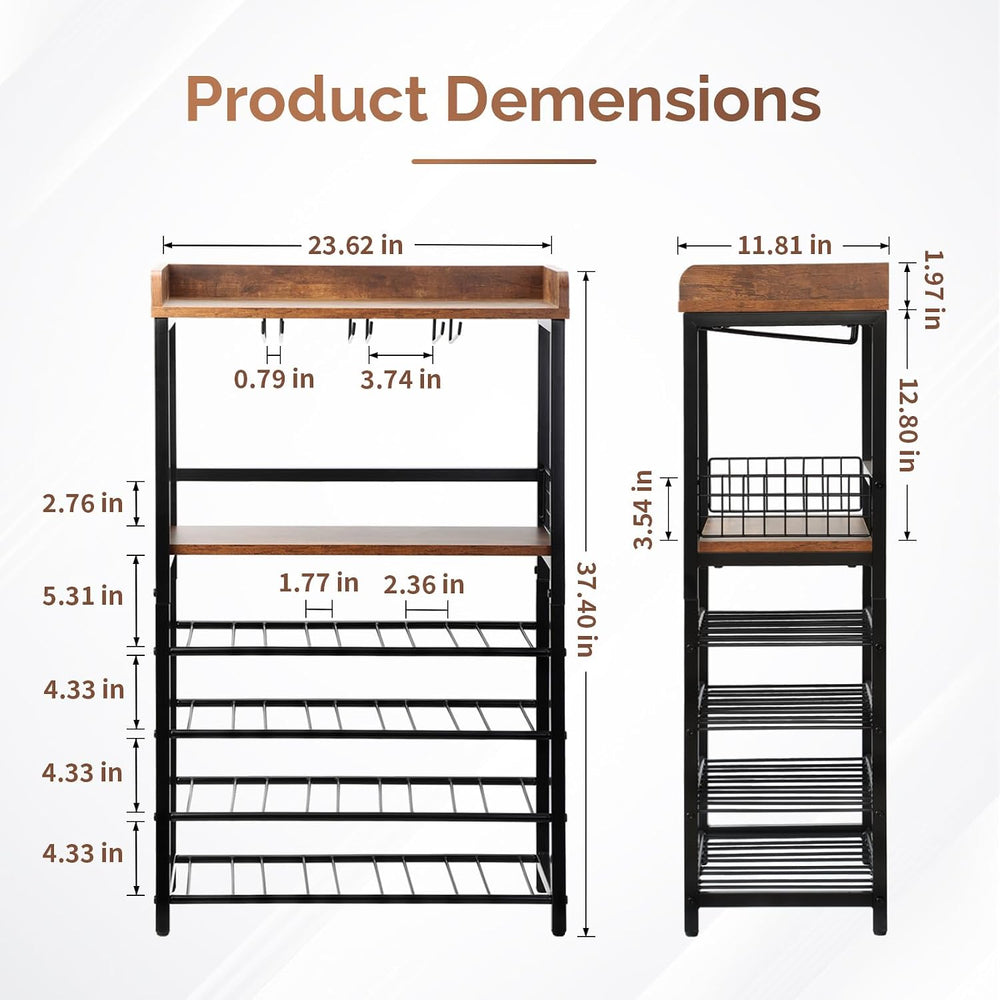 KATHY&BOB Morden Wood Wine Rack Freestanding Floor, 5-Tier Wine Storage S...