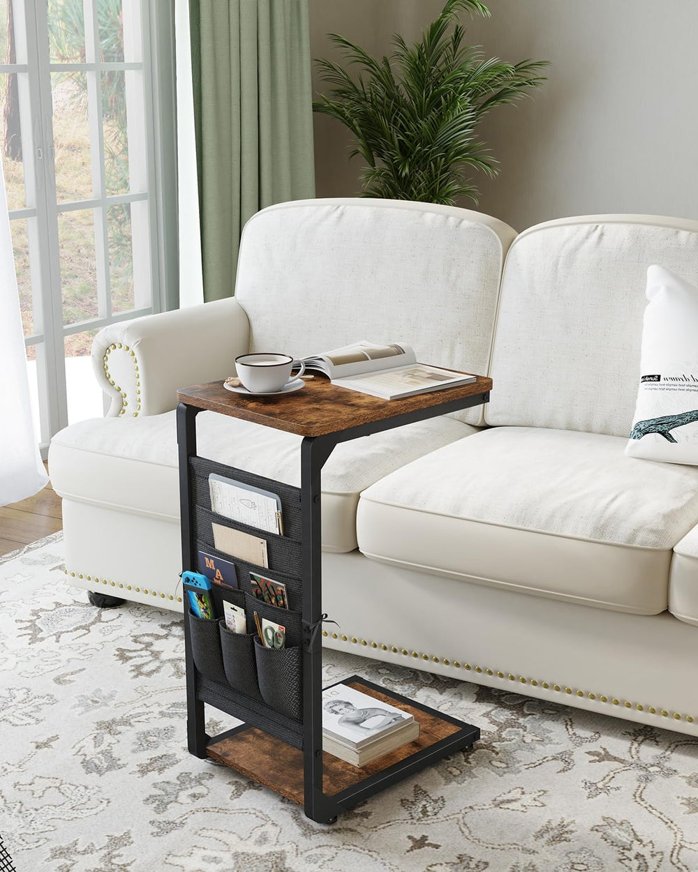 Wood Pedestal Couch End Tables Set of 2, TV Trays for Eating on Couch Tables ...