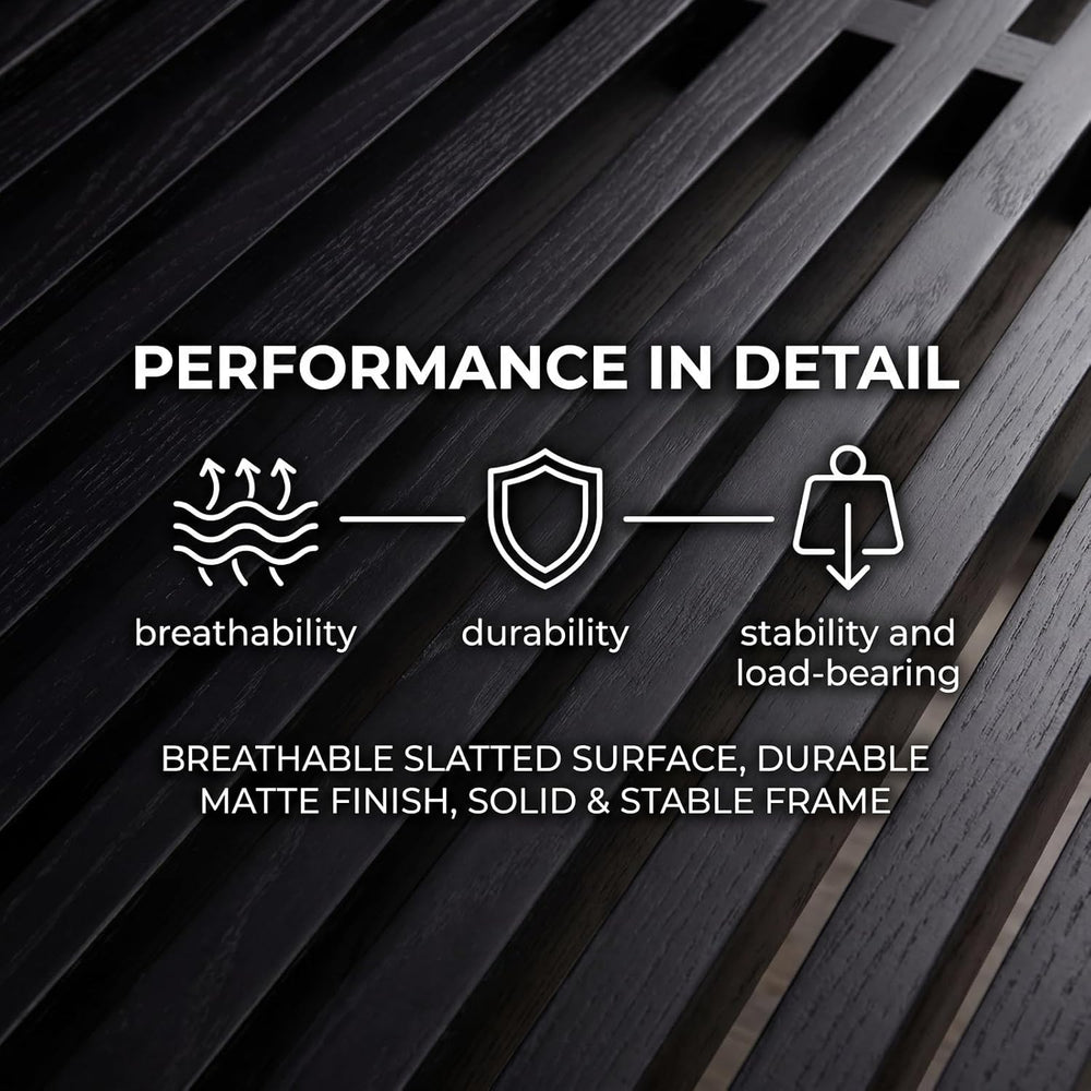 HNY Modern Entryway Bench Black Wood Minimalist Nelson Bench with Metal Legs ...