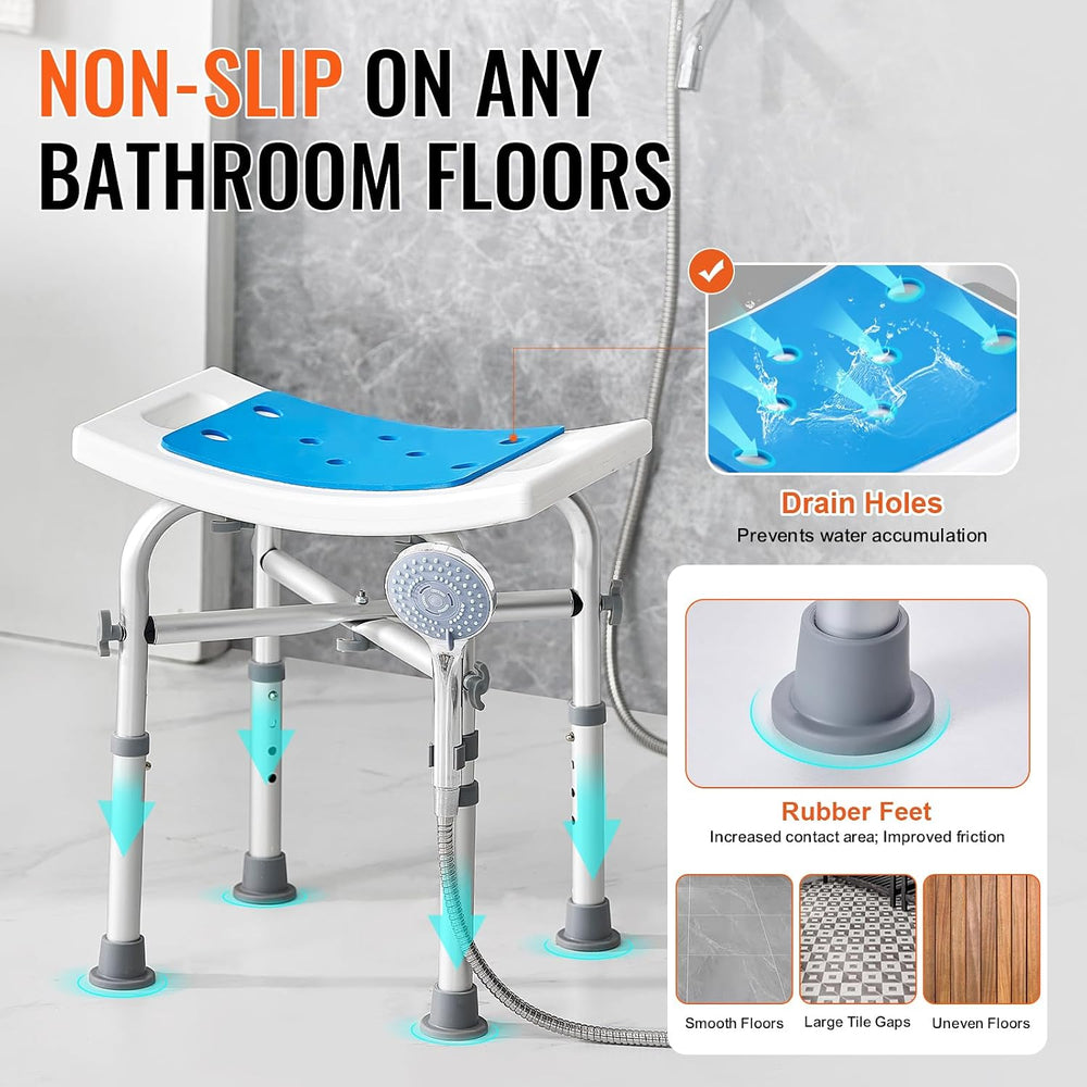 VEVOR Shower Chair for Inside Shower, Adjustable Height Shower Stool with Cro...
