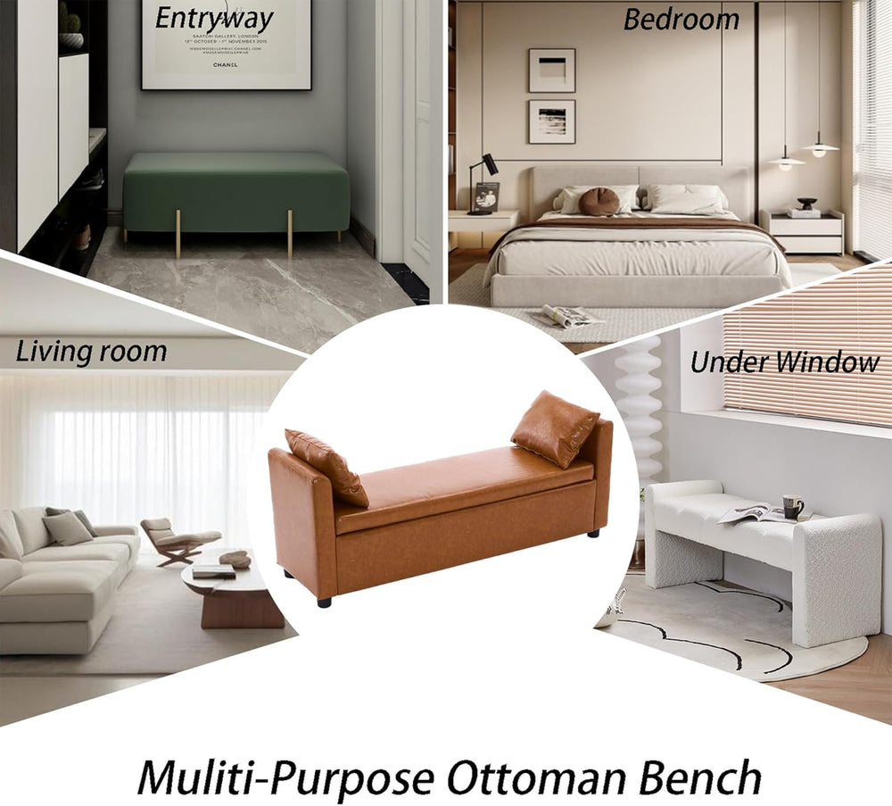 Storage Bench for Bedroom, 55" End of Bed Bench for King Size Bed, Moder...