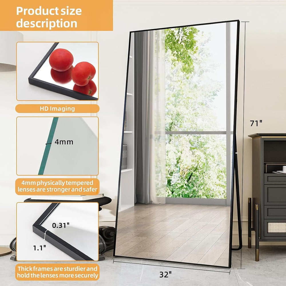 LFT HUIMEI2Y 71"x32" Full Length Mirror, Black Floor Mirror