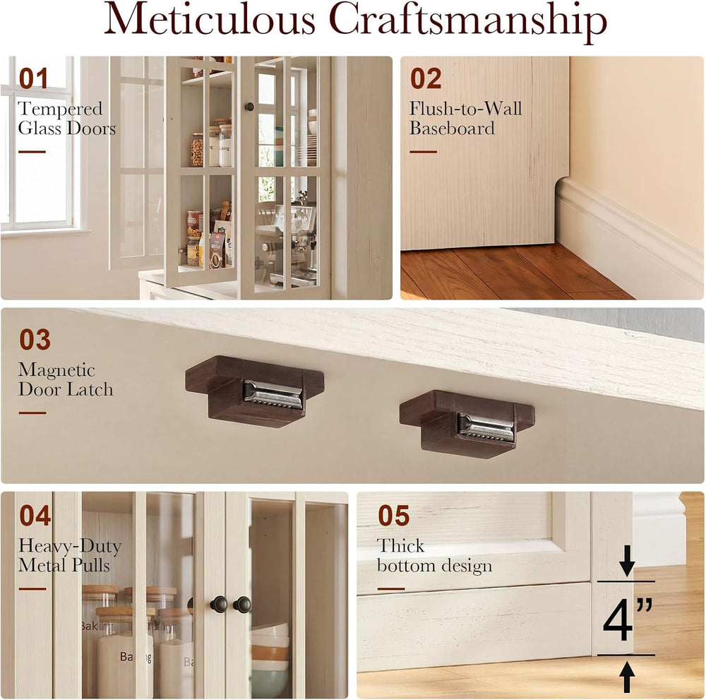 80" Modular Kitchen Pantry Cabinet, 2-in-1 Freestanding Tall Pantry Cabi...