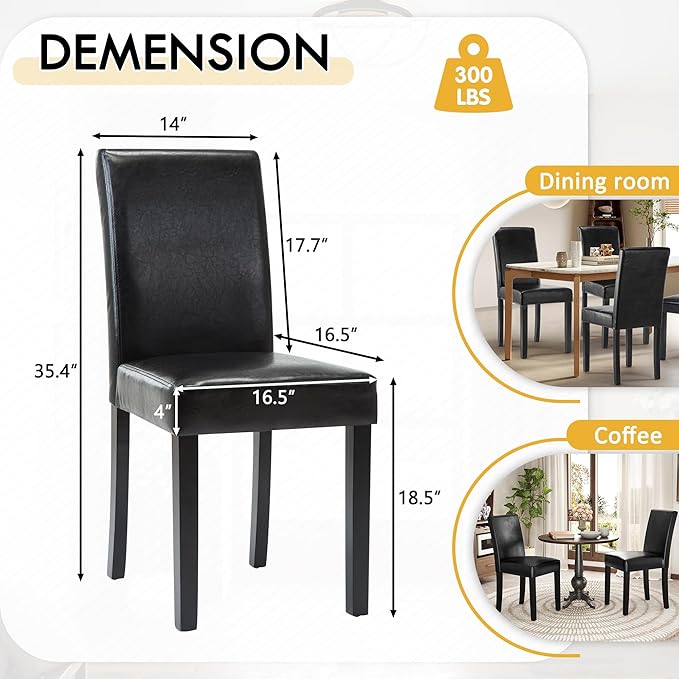 LSSPAID Dining Chairs Set of 2, PU Leather Padded Upholstered Modern Parson C...