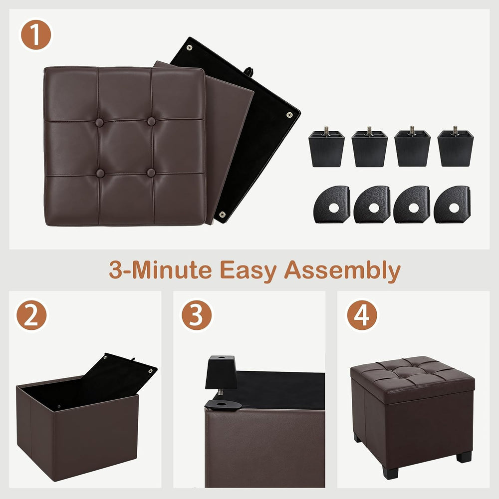 CAROLMADE 17.7" Square Storage Ottoman with Coffee Table