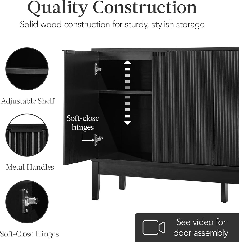 Best Choice Products 55" Modern 4-Door Sideboard Storage Cabinet, Buffet...