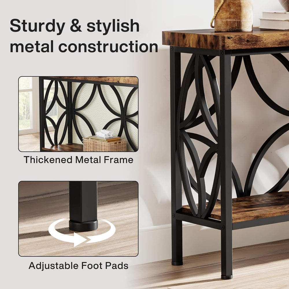 Tribesigns 70.9-Inch Narrow Sofa Table, Industrial Long Sofa Table Behind Cou...