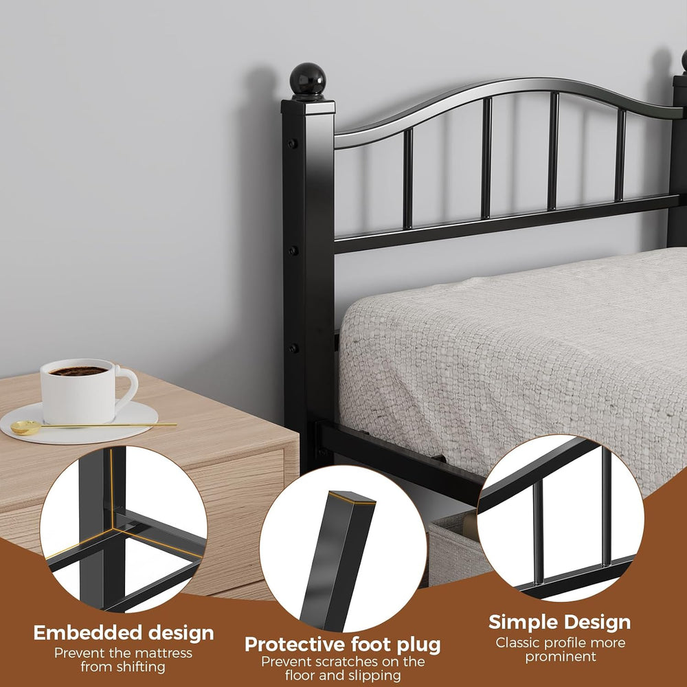 Metal Twin XL Bed Frame with Headboard