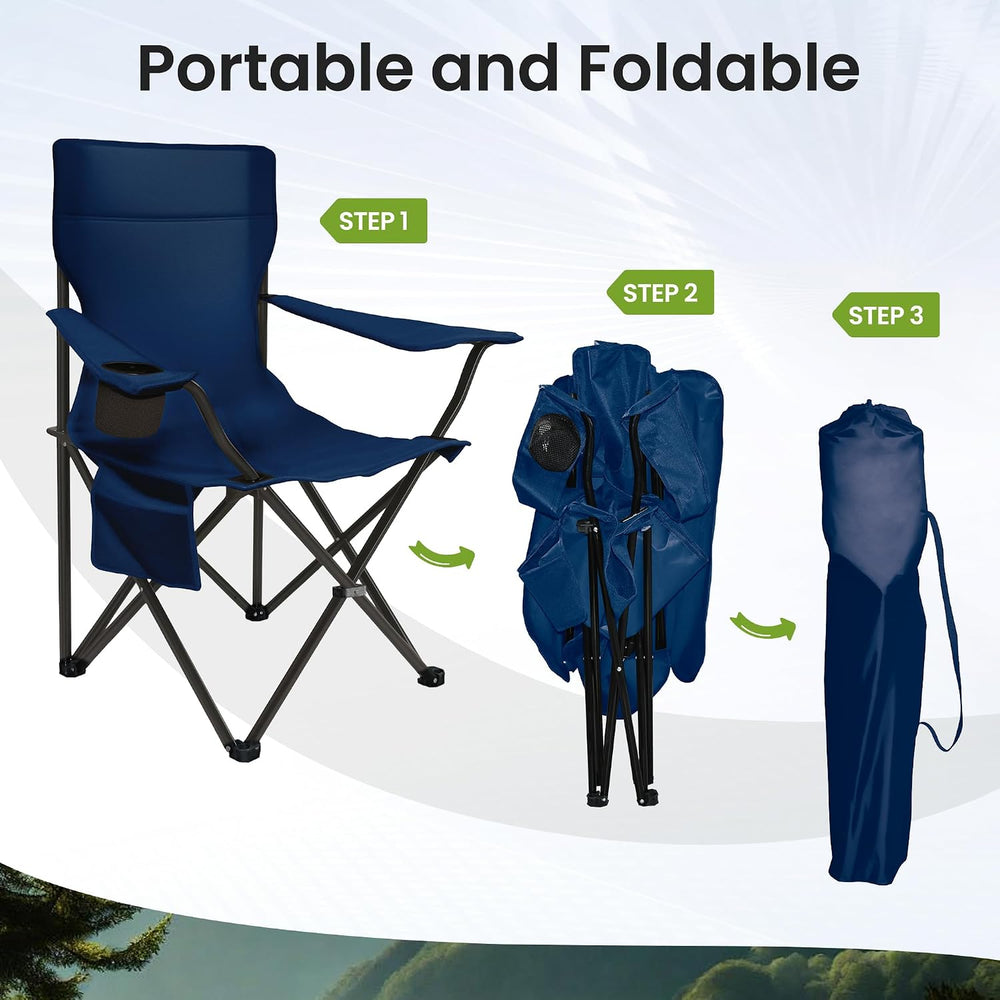 Portable Camping Chair 2 Pack, Folding Outdoor Chair with Cup Holder & Si...
