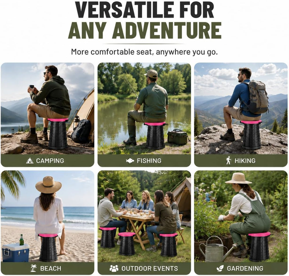 Portable Heavy Duty Stool XXL, Upgraded Folding Stool for Camping, Hiking, Fi...