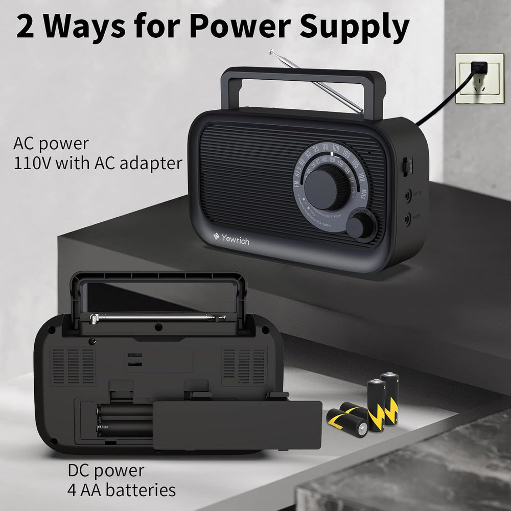 AM FM Radio with Bluetooth AC/DC Power with 3.5mm Headphone Jack