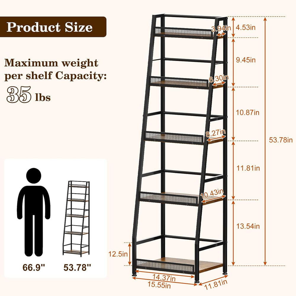 5-Tier Trapezoid Liquor Cabinet for Home Bar,Large-Capacity Liquor Stand | St...