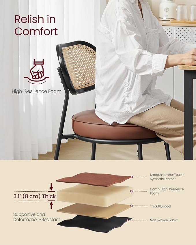 VASAGLE Dining Chairs, Set of 2 Accent Chair for Dining Room Kitchen, with Bo...