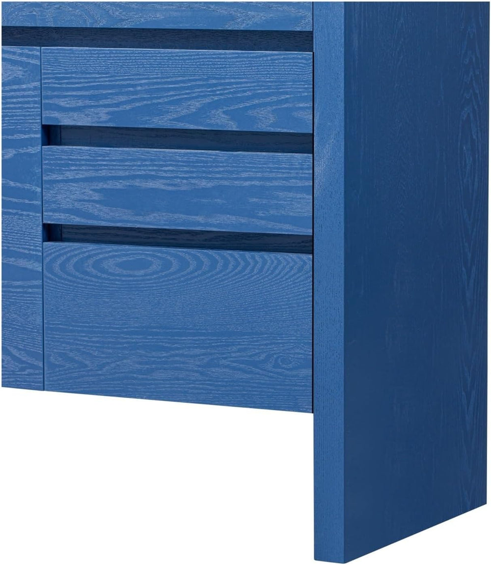 60" 3-Door Sideboard with 3 Drawers - Semi-Open Shelf & Center Semi-...