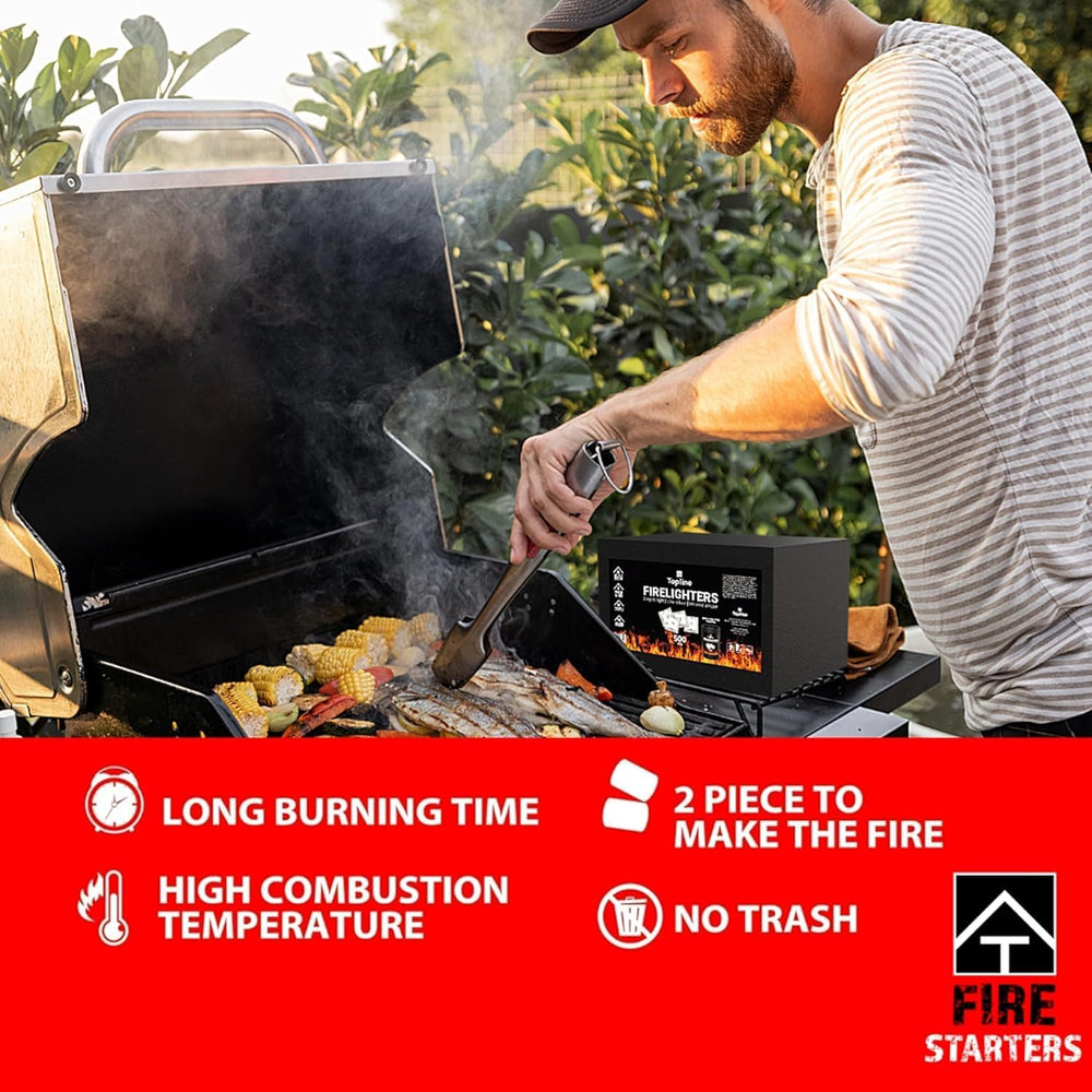 Topline Fire Starters 500-Pack Bulk Supply — Waterproof Odorless Fire Starter...
