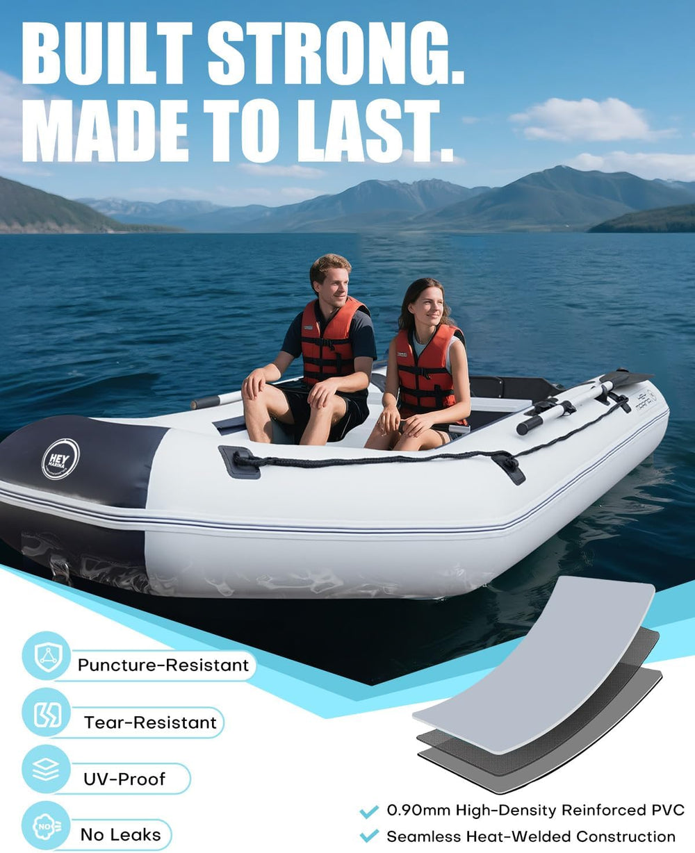 10ft Inflatable Dinghy Boat for Adult with Drop-Stitch Floor 3-4 Person Infla...