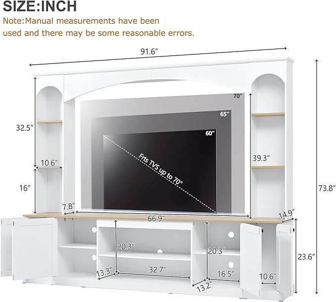 Merax Elegant Arched Entertainment Center Wall Unit with Bookshelf, Minimalis...