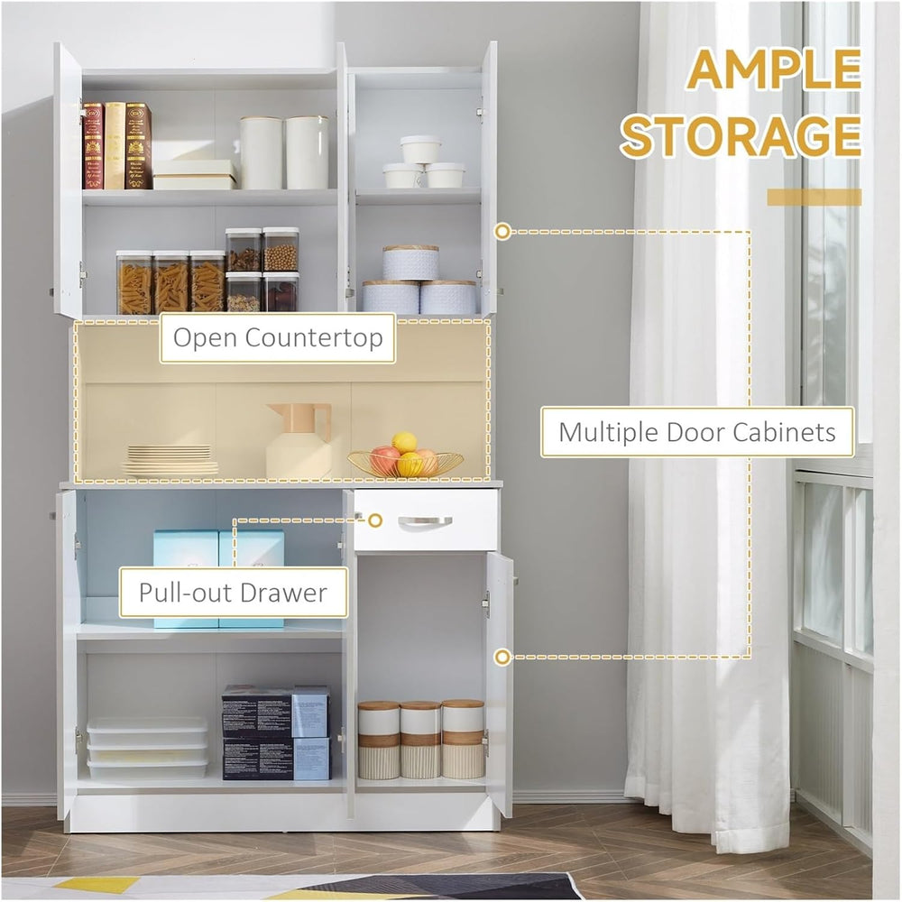71" Modern Freestanding Kitchen Buffet Hutch with Server and Storage,for...