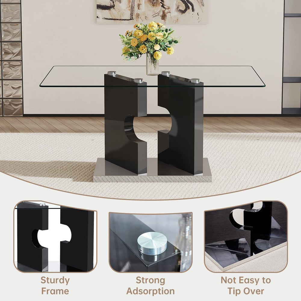 63" Glass Dining Table Set for 4, Modern Kitchen Dining Room Table with ...
