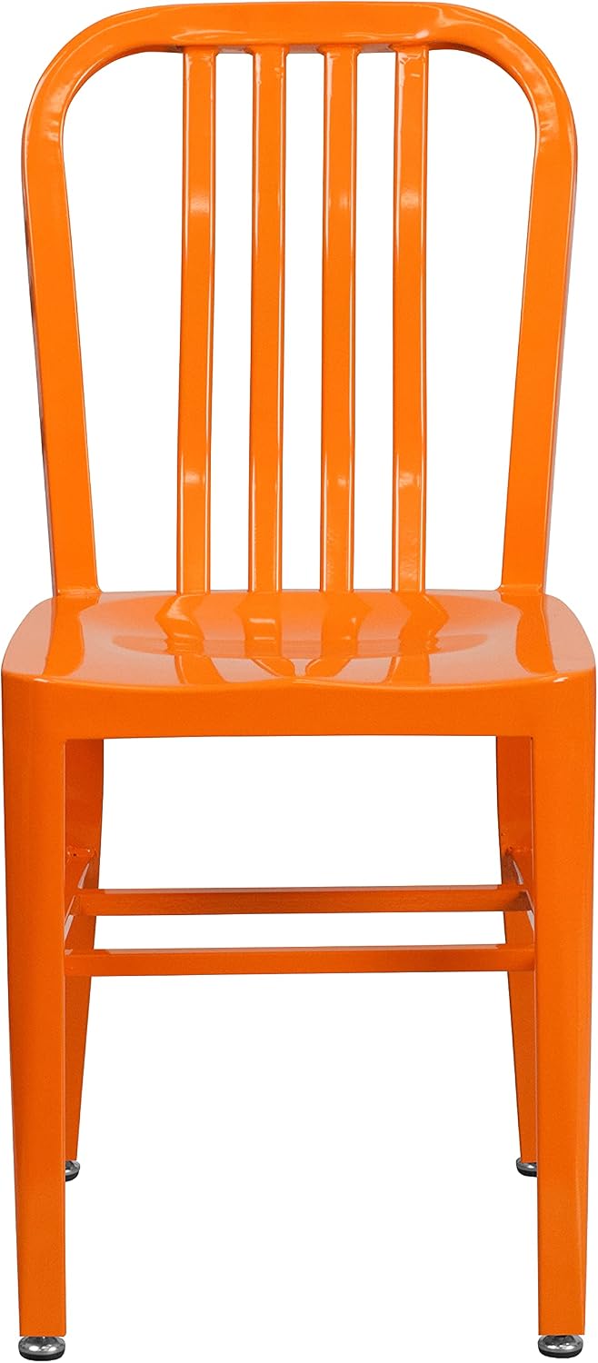 Flash Furniture Gael Commercial Grade 2 Pack Orange Metal Indoor-Outdoor Chair