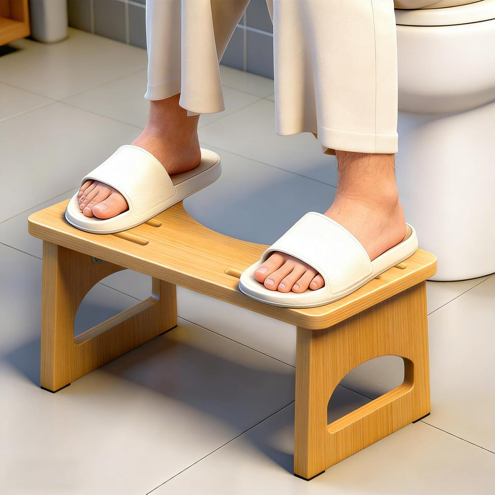 Foldable Toilet Stool, Poop Stool for Bathroom, Bamboo Toilet Stool Squat Adu...
