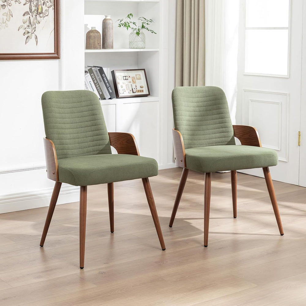 Dining Room Chairs,Mid Century Modern Kitchen Chairs,Green Corduroy Fabric Up...