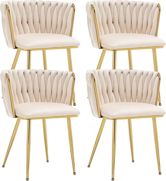 Kiztir Velvet Dining Chairs Set of 4 Upholstered Modern Dining Room Chairs wi...