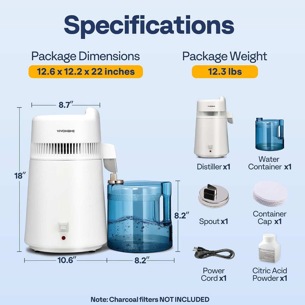 VIVOHOME 1.6 Gallon/6L 900W Water Distiller Countertop