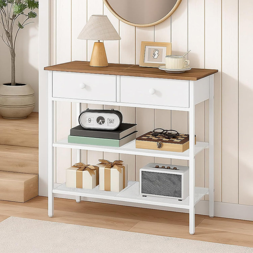 HOOBRO 29.5" Narrow Console Table with 2 Fabric Drawers, Sofa Table, Sma...