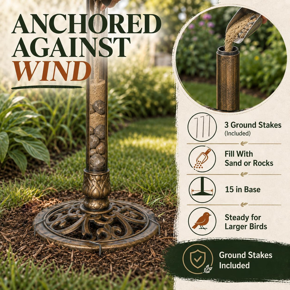 Backyard Expressions Bronze Bird Bath for Outside, Solar Bird Bath Fountain