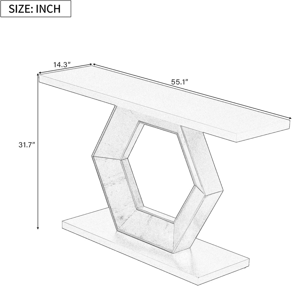 Modern Entryway Table with Innovative Hollow Hexagon Leg Structure and Premiu...