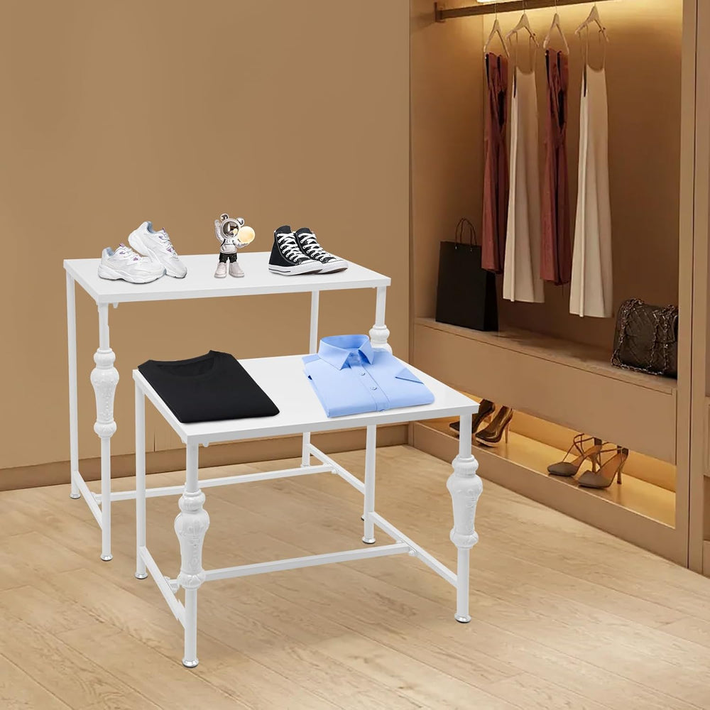 Metal Shoe Handbag Display Stand, Set of 2 Industrial Retail Display Tables N...