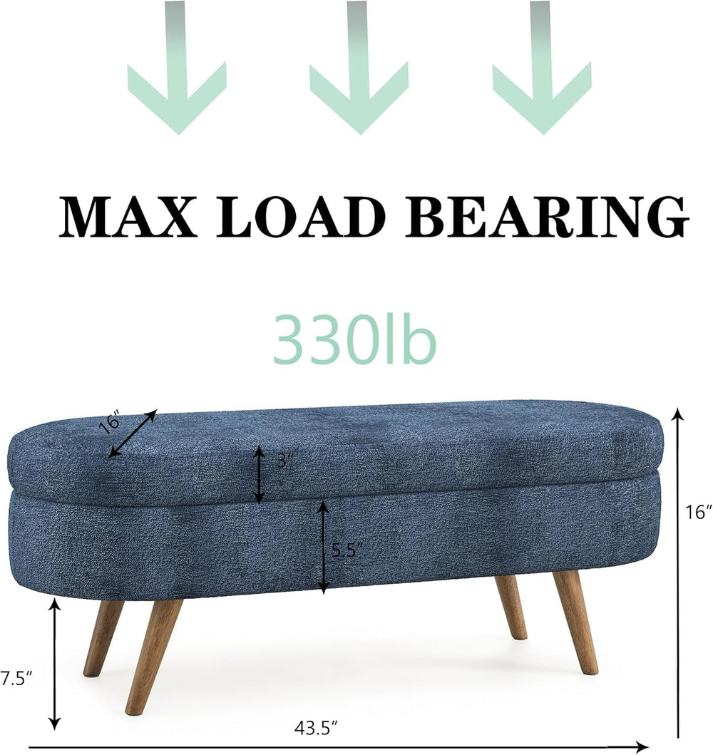 43.5" Ottoman with Storage, Storage Ottoman Bench with Safety Hinge, Foa...