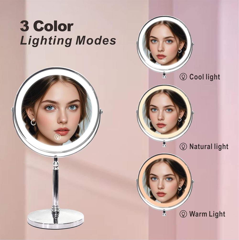 Makeup Mirror with Lights ,8 Inch 1X/10X Rechargeable Double Sided Magnifying...