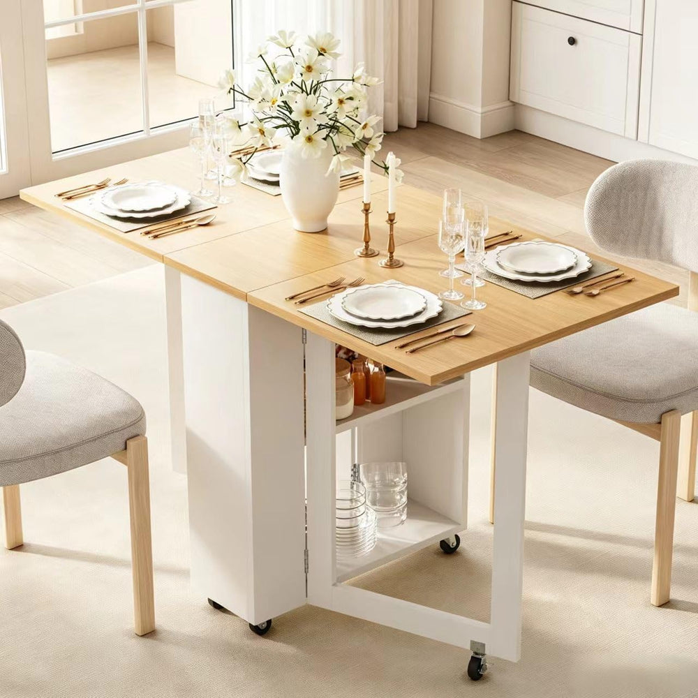 LotFun Portable Folding Dining Table, Space Saving Kitchen Table with 6 Locka...