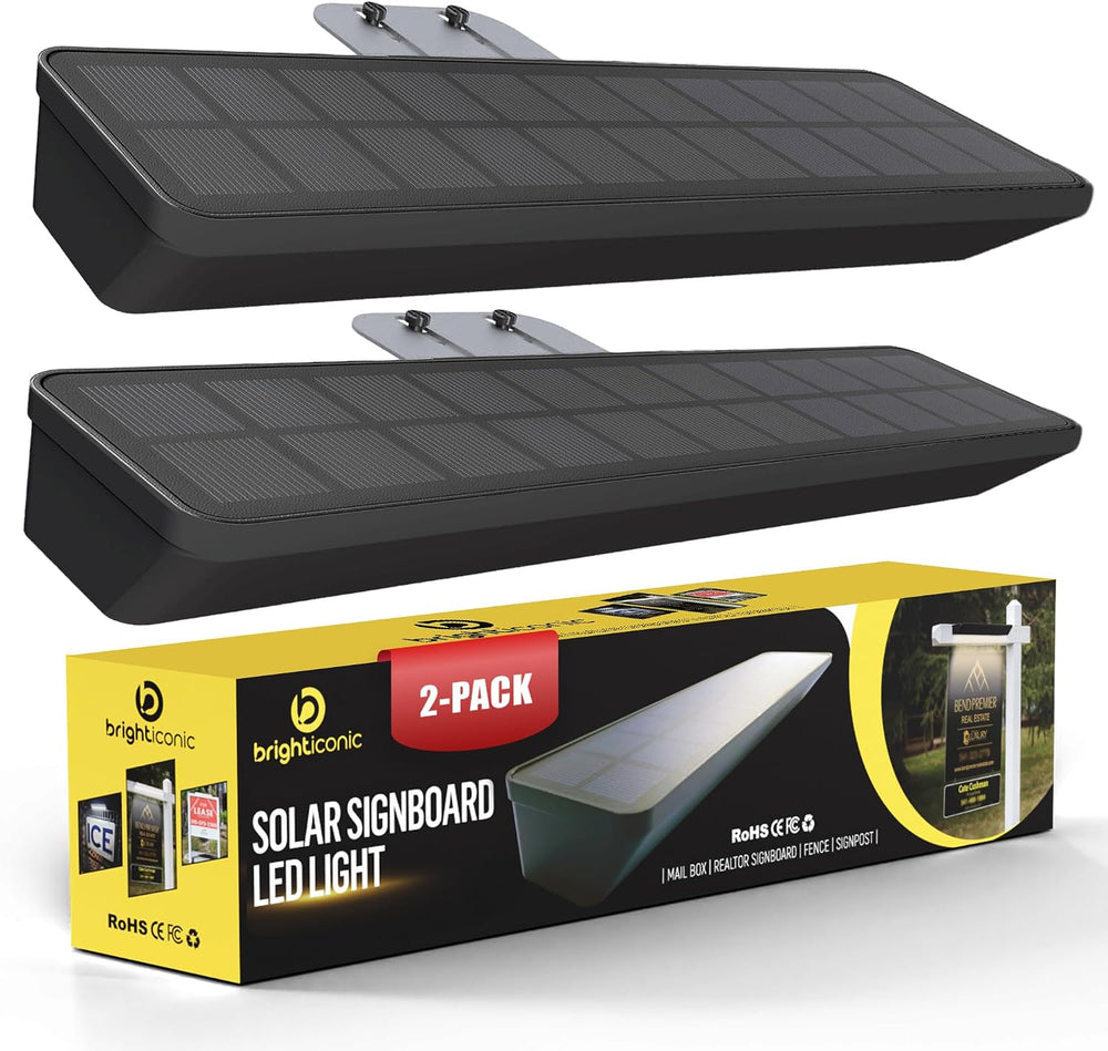 Brighticonics 2Pck Solar Address Sign Light – IP65 Waterproof Easy Install, A...